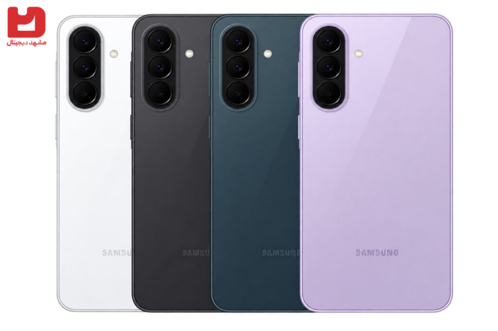 گوشی Samsung Galaxy A37 5G در چهار رنگ سفید، مشکی، سبز تیره و بنفش روشن
