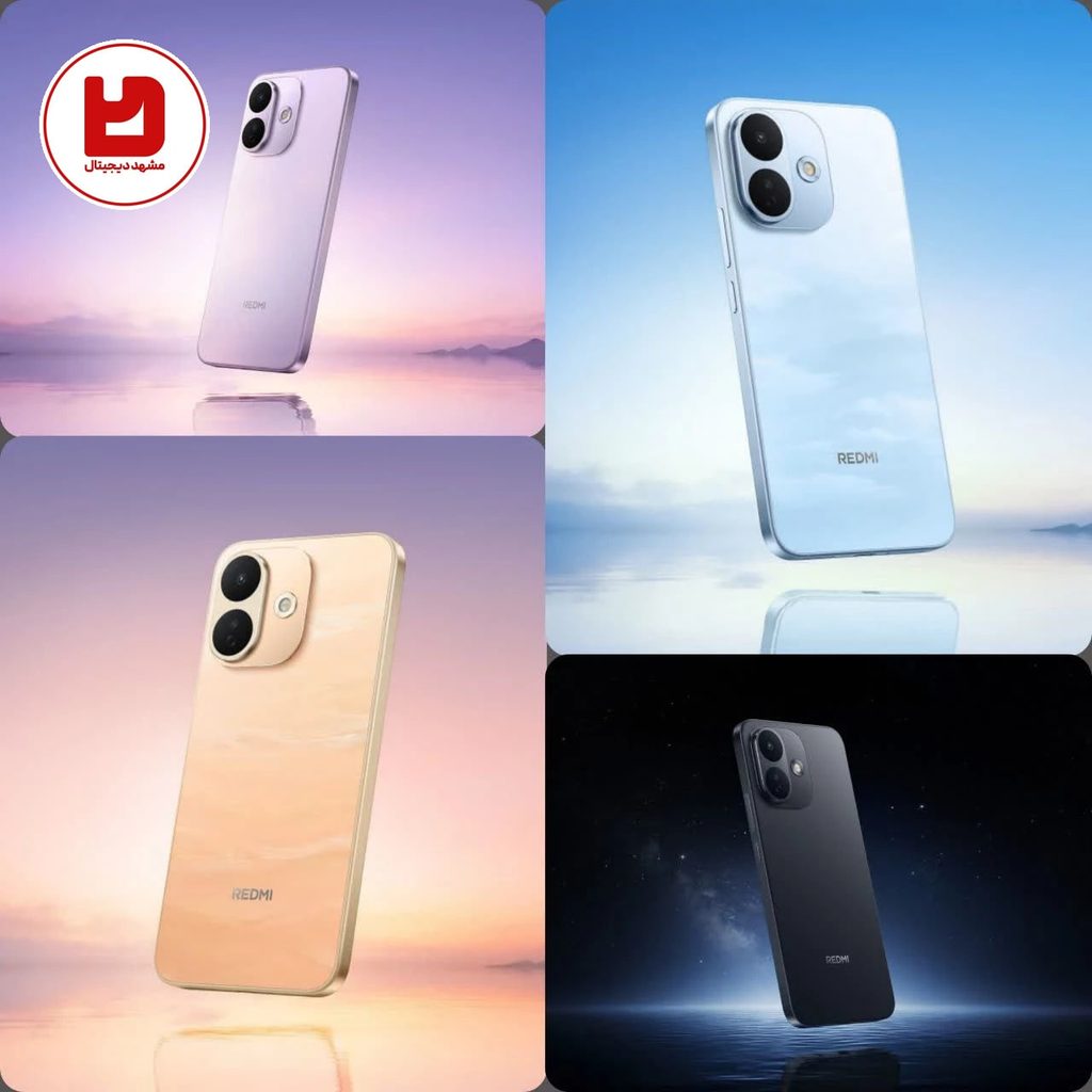 تنوع رنگ‌بندی و طراحی بدنه شیائومی در خرید Redmi Note 17 Pro 5G - رنگ‌های مشکی، آبی، طلایی و بنفش

